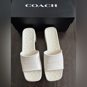 Coach Women's Cream Slide Sandals